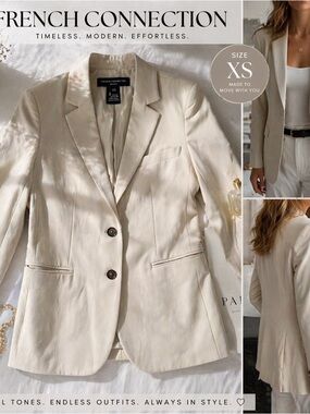 French Connection Cream Tailored Blazer Jacket